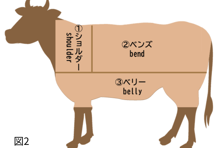 牛革の部位の名称